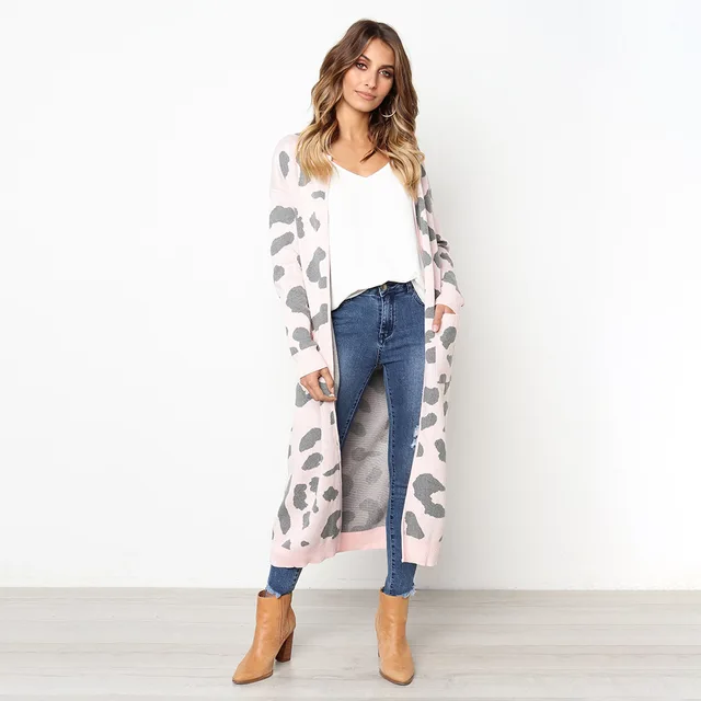 New Leopard Knitted Coat Cardigan 