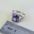 Square Natural Purple Zircon White Australian Crystal 925 Silver Jewelry Sets For Women Wedding Earrings/Pendant/Necklace/Ring preview-4