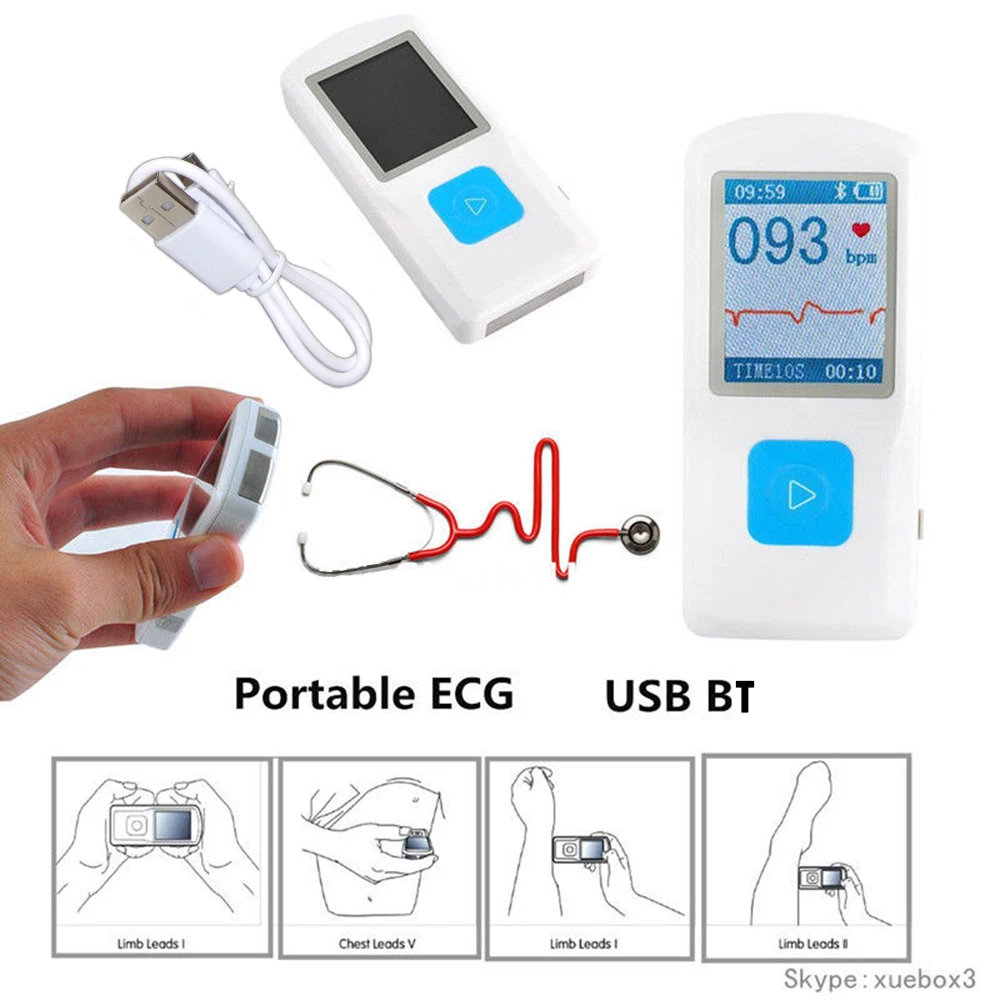 Купить Здоровье CONTEC PM10 Portable ECG EKG Machine Color Screen ECG