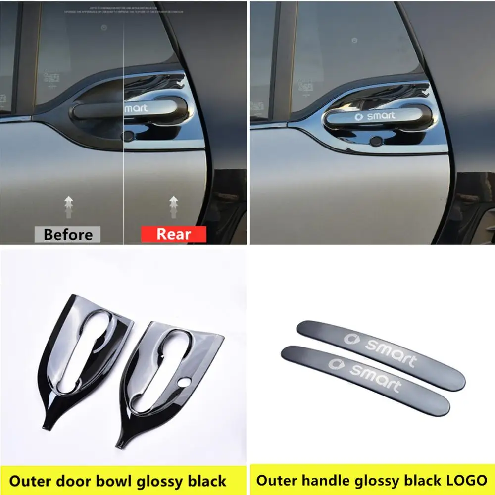 Acquistare Accessori per Auto  For smart 453 fortwo Stainless Steel Outer  Door Bowl Protective Sticker Door handle decorative shell Car accessories  exterior