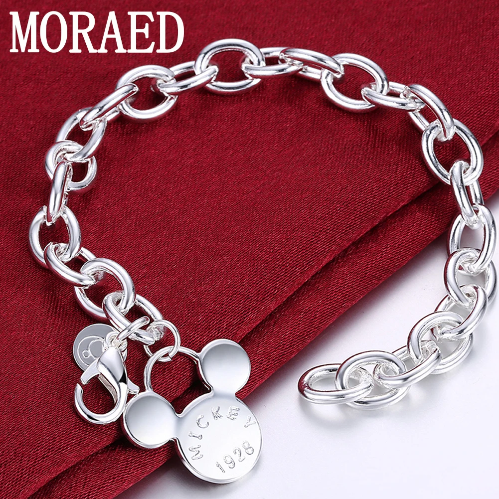 2022 New Charm 925 Sterling Silver Cute Mickey Chain Bracelet for Women Lady Trendy Jewelry Gift-animated-img