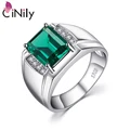 CiNily Authentic Luxury Emerald 925 Sterling Silver Men Rings for Business Party Men Fine Jewelry Ring SR013 preview-5