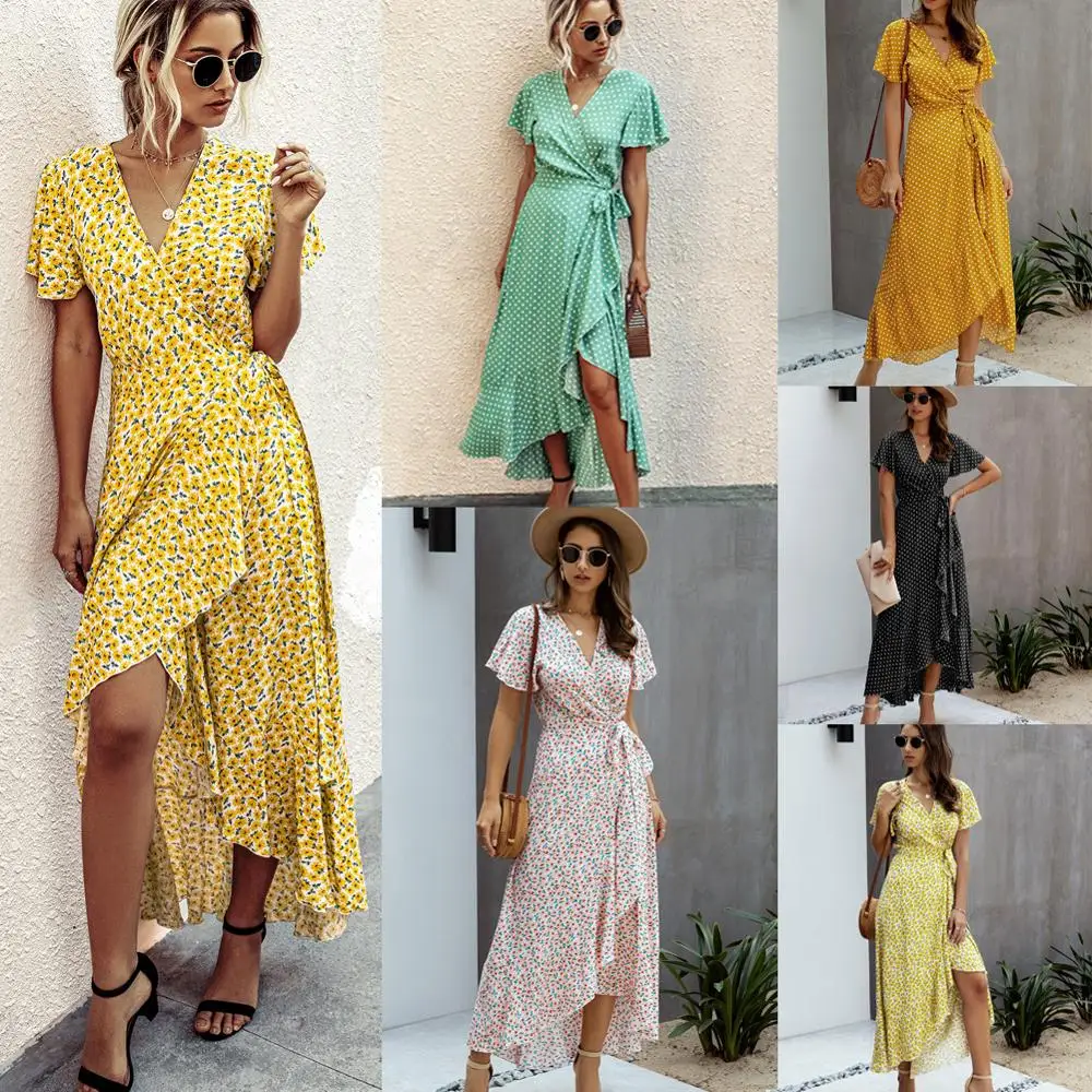 Fashion Sexy V Neck Polka Dot Long Wrap 