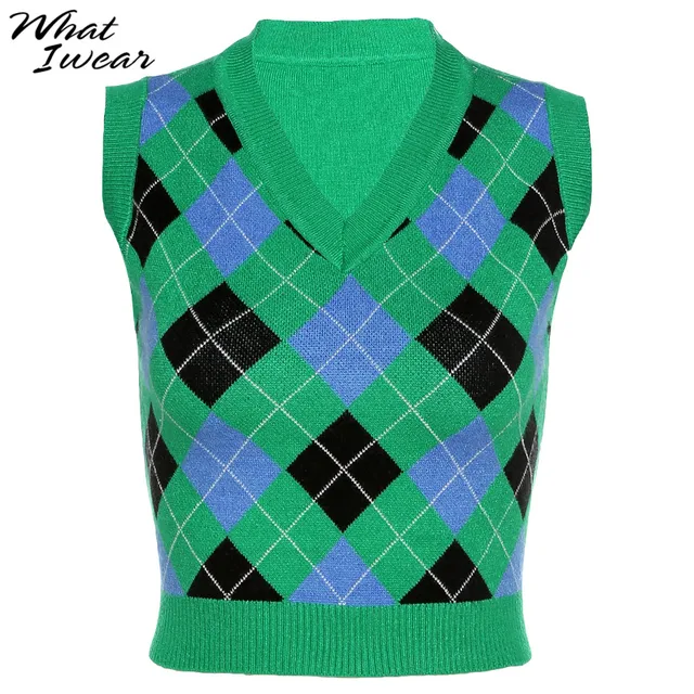 plaid sleeveless sweater