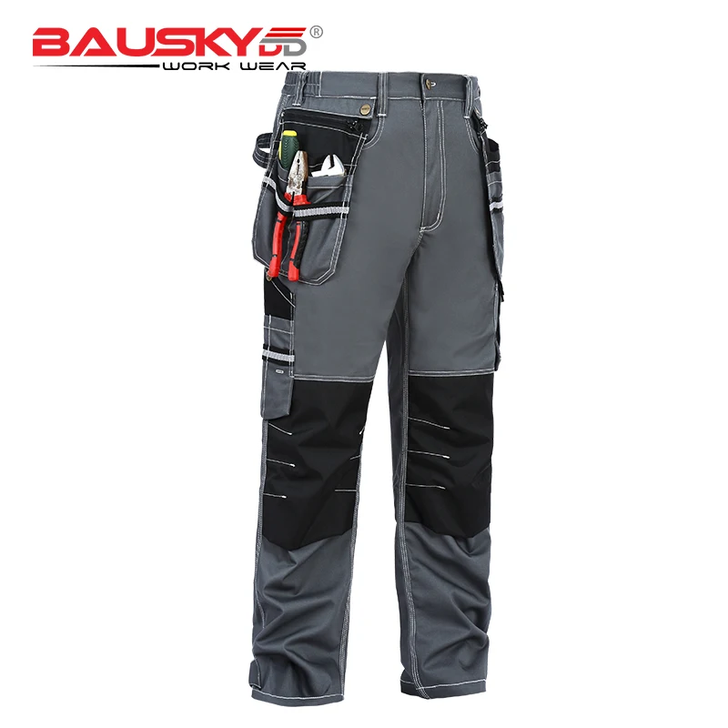 Poly-cotton Work Pants Men for Construction Engineer's Cargo Pants with  Multi Pockets Durable Workwear Craftsman's Working Pants