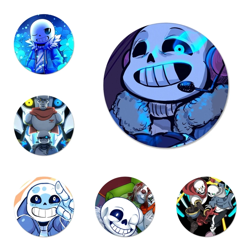 58mm Anime Undertale Sans Cosplay Badges Papyrus Brooch Clothing Icon  Collection Breastpin for Backpacks Clothes