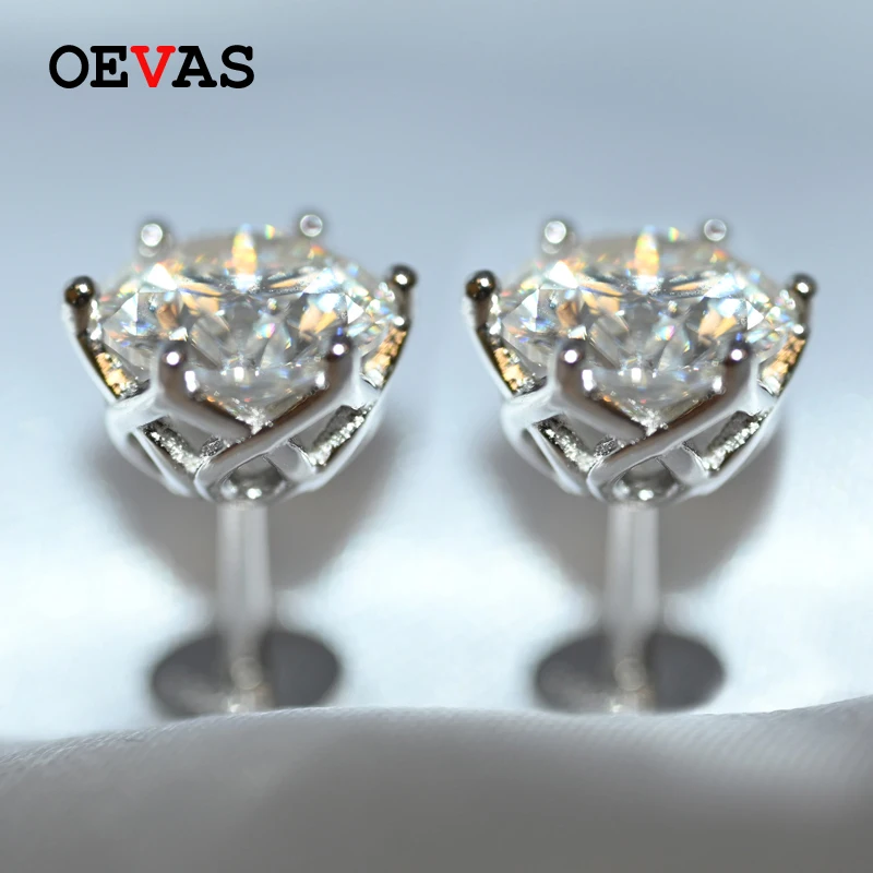 OEVAS Real 0.5-1 Carat D Color Moissanite Stud Earrings For Women Top Quality 100% 925 Sterling Silver Sparkling Wedding Jewelry preview-7