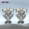 OEVAS Real 0.5-1 Carat D Color Moissanite Stud Earrings For Women Top Quality 100% 925 Sterling Silver Sparkling Wedding Jewelry preview-1