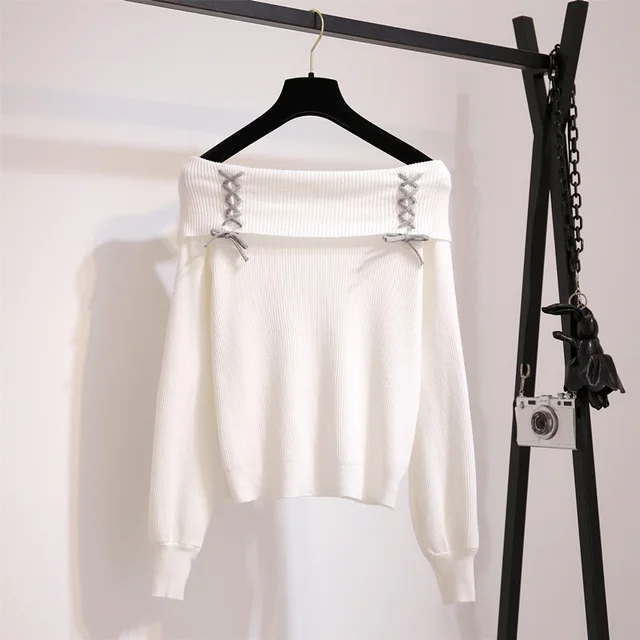 Kawaii Soft Girl Lace-Up Off Shoulder 