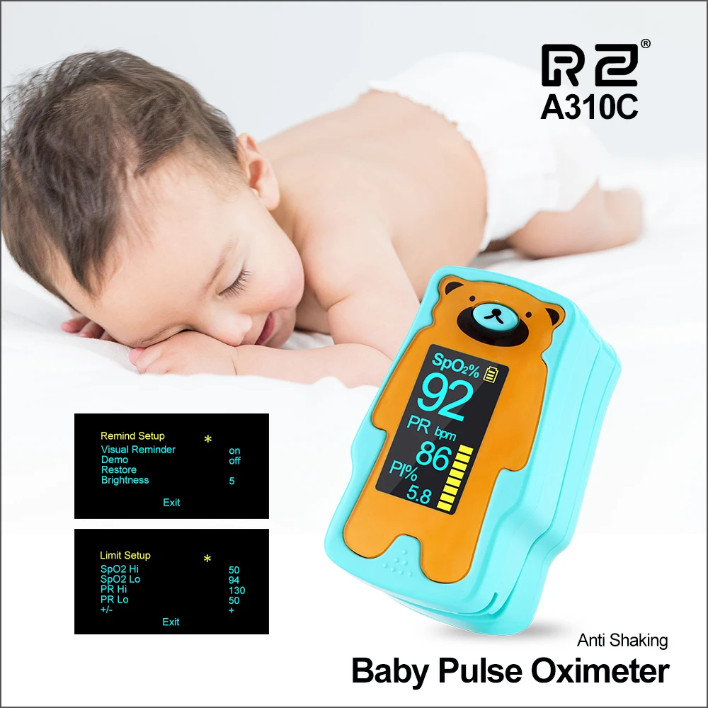 BOXYM Baby Finger Pulse Oximeter Pediatric Oximetro De Dedo SpO2 PR OLED  Rechargeable Children Kids Pulsioximetro