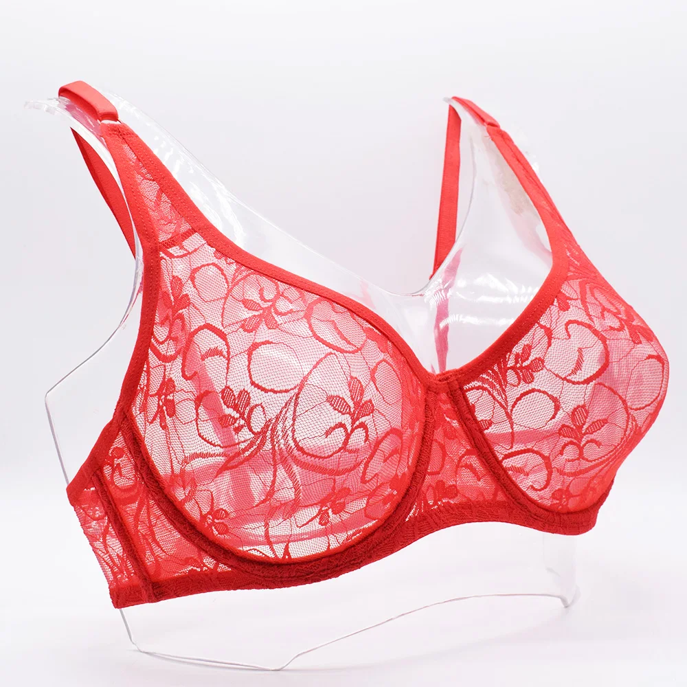 Sexy Women Bras Lace Sheer Bralette Underwired Unpadded Underwear Ultra-Thin  See Through Lingerie Brassiere A B C D DD Cup