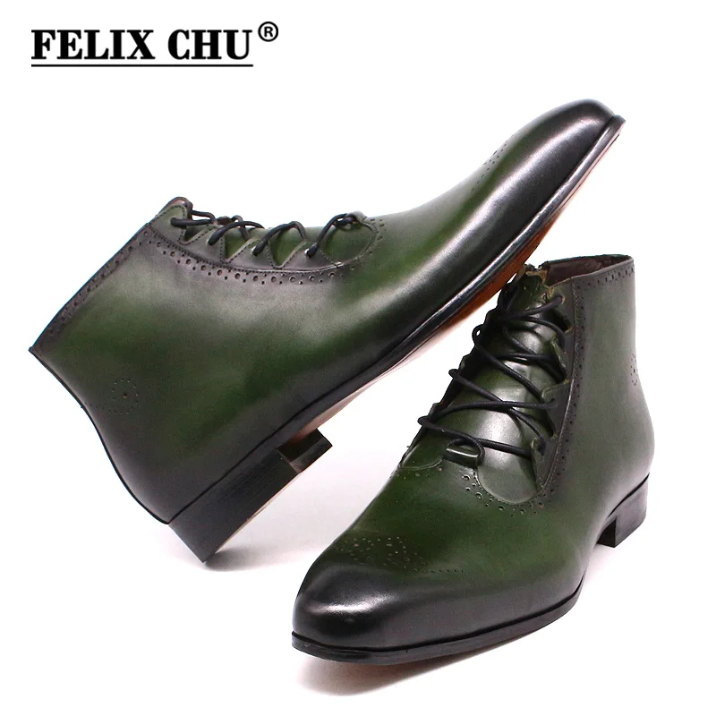 Classic Genuine Calf Leather Mens Ankle 