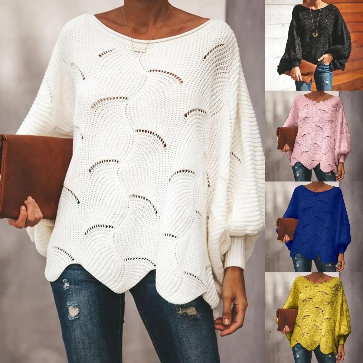 Women Loose Sweater Cloak Casual 
