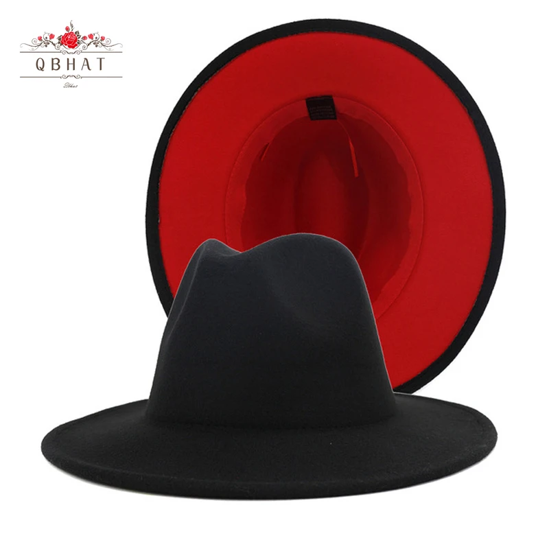 QBHAT Mens Women Black Red Patchwork 