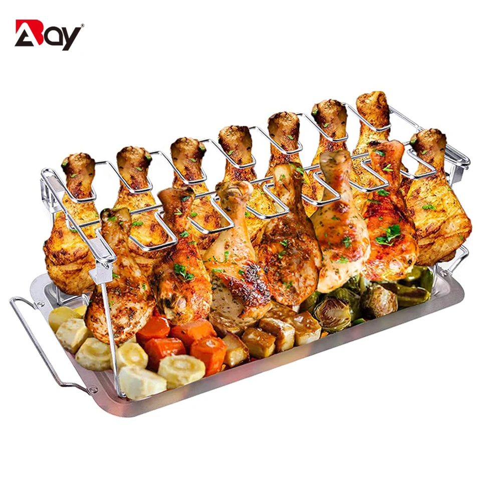 Vertical BBQ Grill Smoker Stand Barbecue Rack Chicken Roaster Drip Pan Stainless Steel Kitchen Accessories Camping Gadgets Tools preview-7