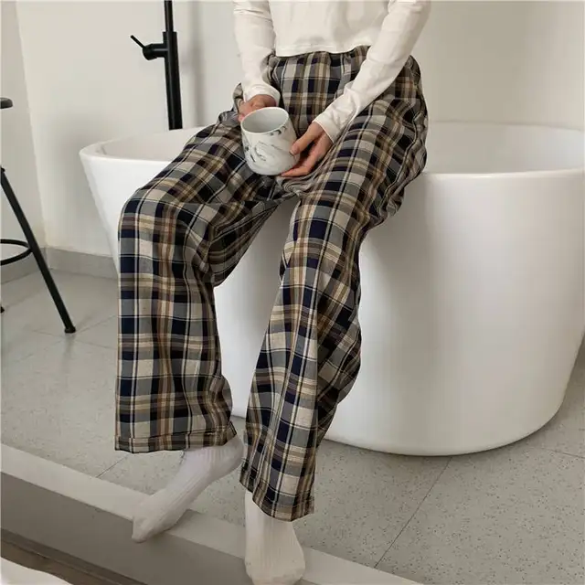 checkered womens pants
