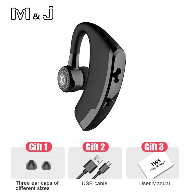 M&J V9 Handsfree Business Wireless Bluetooth Headset With Mic Voice Control Headphone For Drive Connect With 2 Phone-animated-img