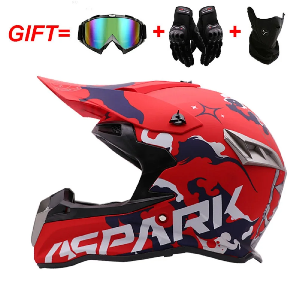 red dirtbike helmet