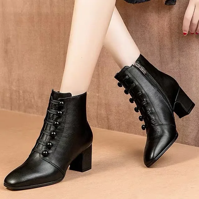 women leather short boots