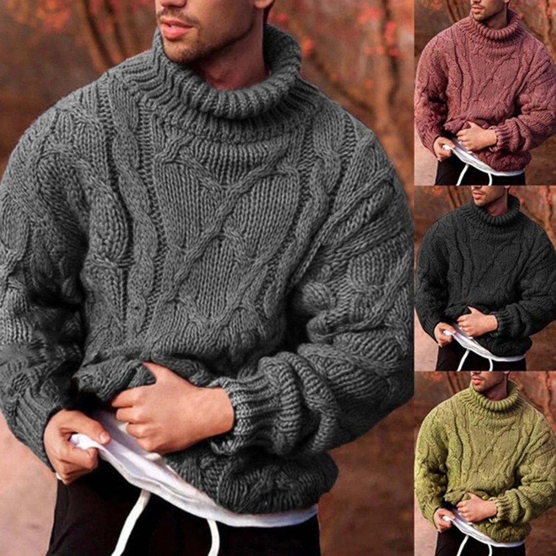 2020 Knitted Turtleneck Sweater Men 