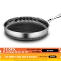 Frying Pan 304 Stainless Steel Wok Non-stick Pan Double-side Honeycomb Without Oil Fried Steak Pot General Uncoated Pan No Lid preview-1