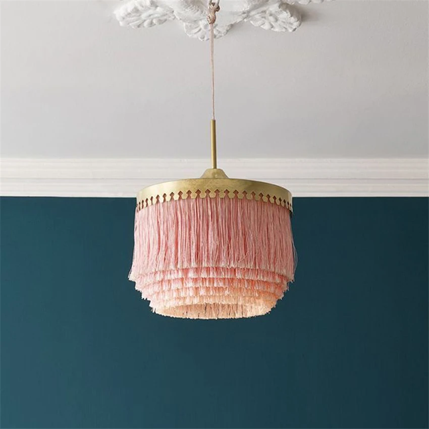 pink tassel pendant light