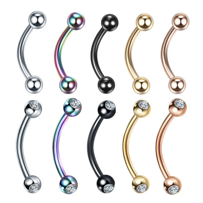 1PC Steel Eyebrow Banana Piercings Curved Barbell Ring Lip Labret Tongue Piercings Daith Helix Earring Piercings Body Jewelry-animated-img