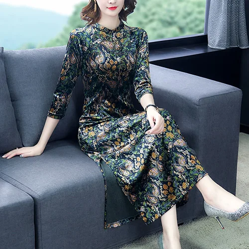2022 Vintage Chinese Style Midi Dresses 