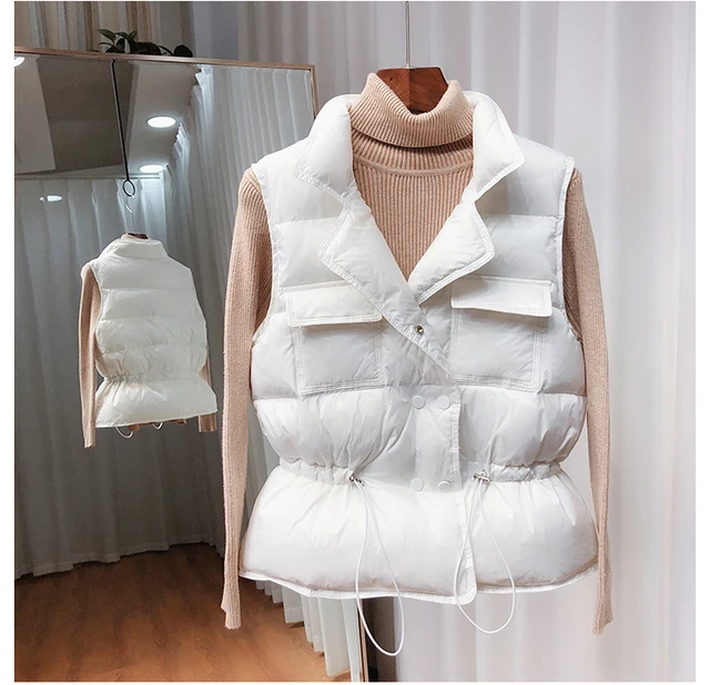 White Gilets Windbreaker Slim Parkas Coat