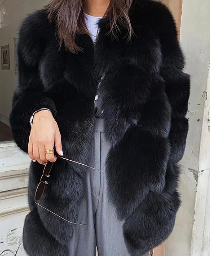 womens black fox fur coat