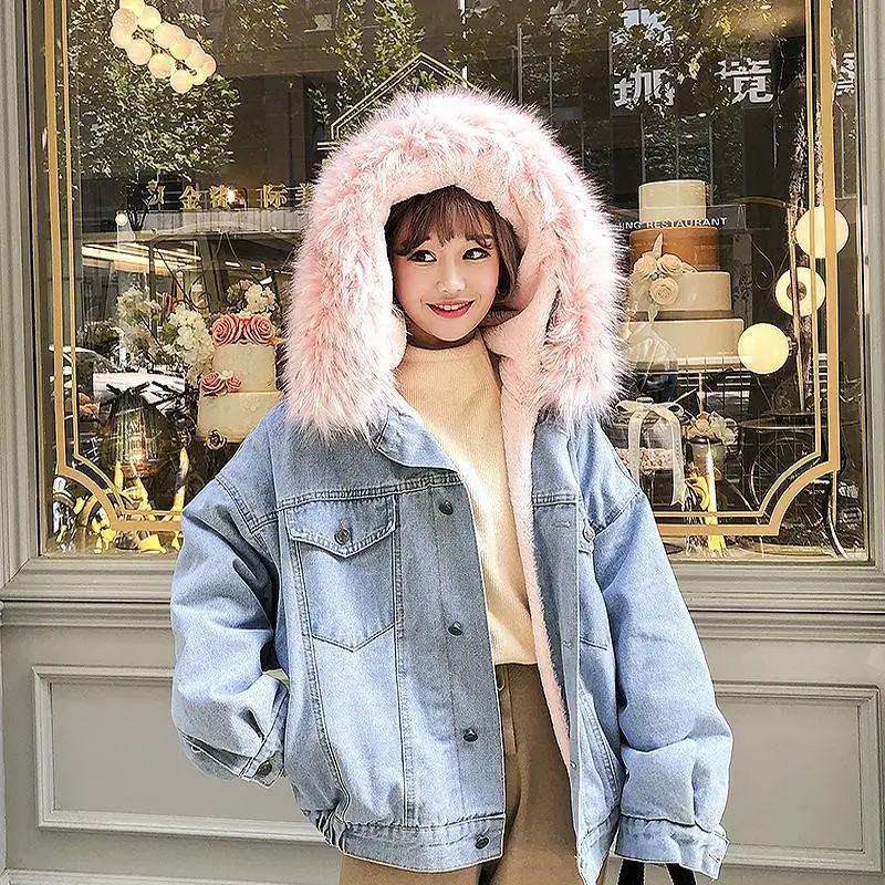 White 2019 Winter Denim Jacket Women 