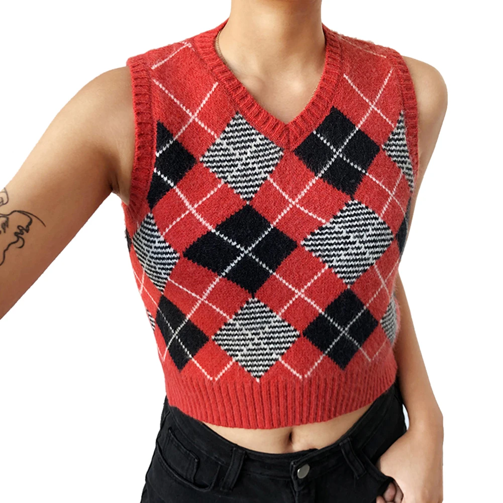 New Vintage Sweater Vest Women Y2K Tops 