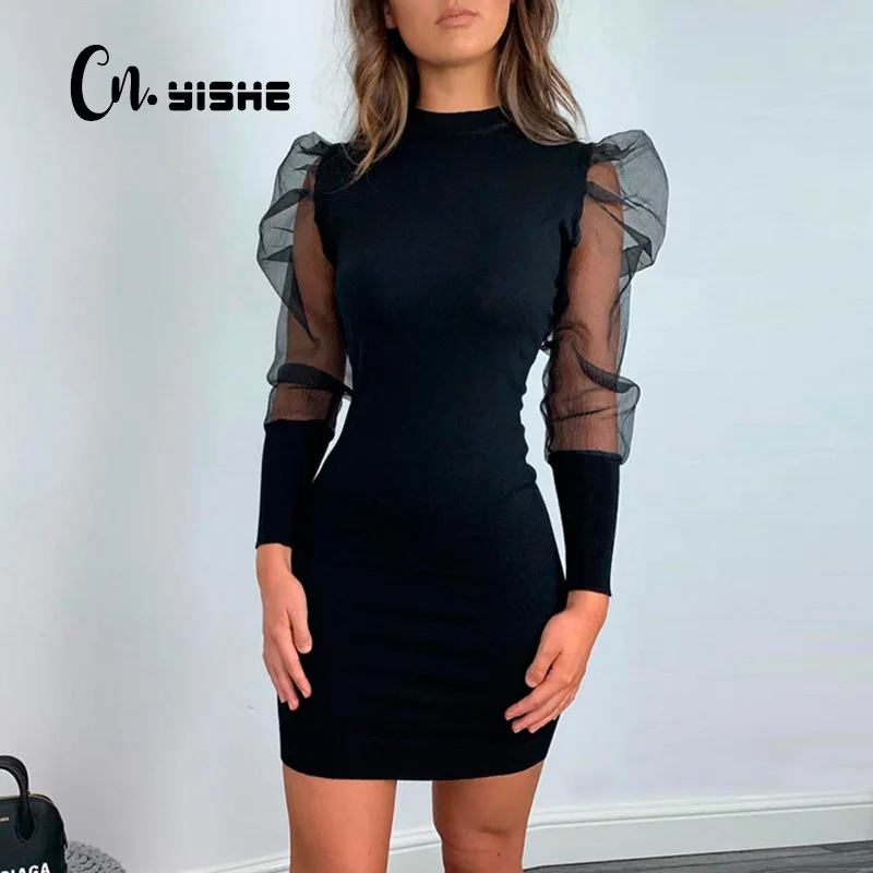 CNYISHE Sexy Elegant Black Sheer Mesh 