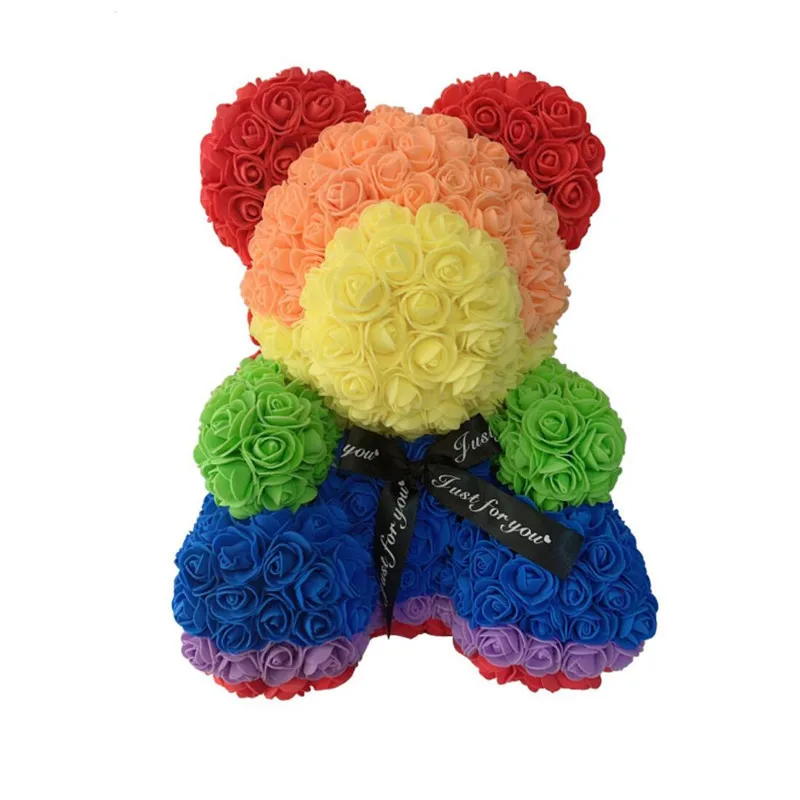 DIY Customized Artificial Flowers Rose Bear Multicolor Plastic Foam Teddy Valentines Day Gift Birthday Party Spring Decoration preview-7