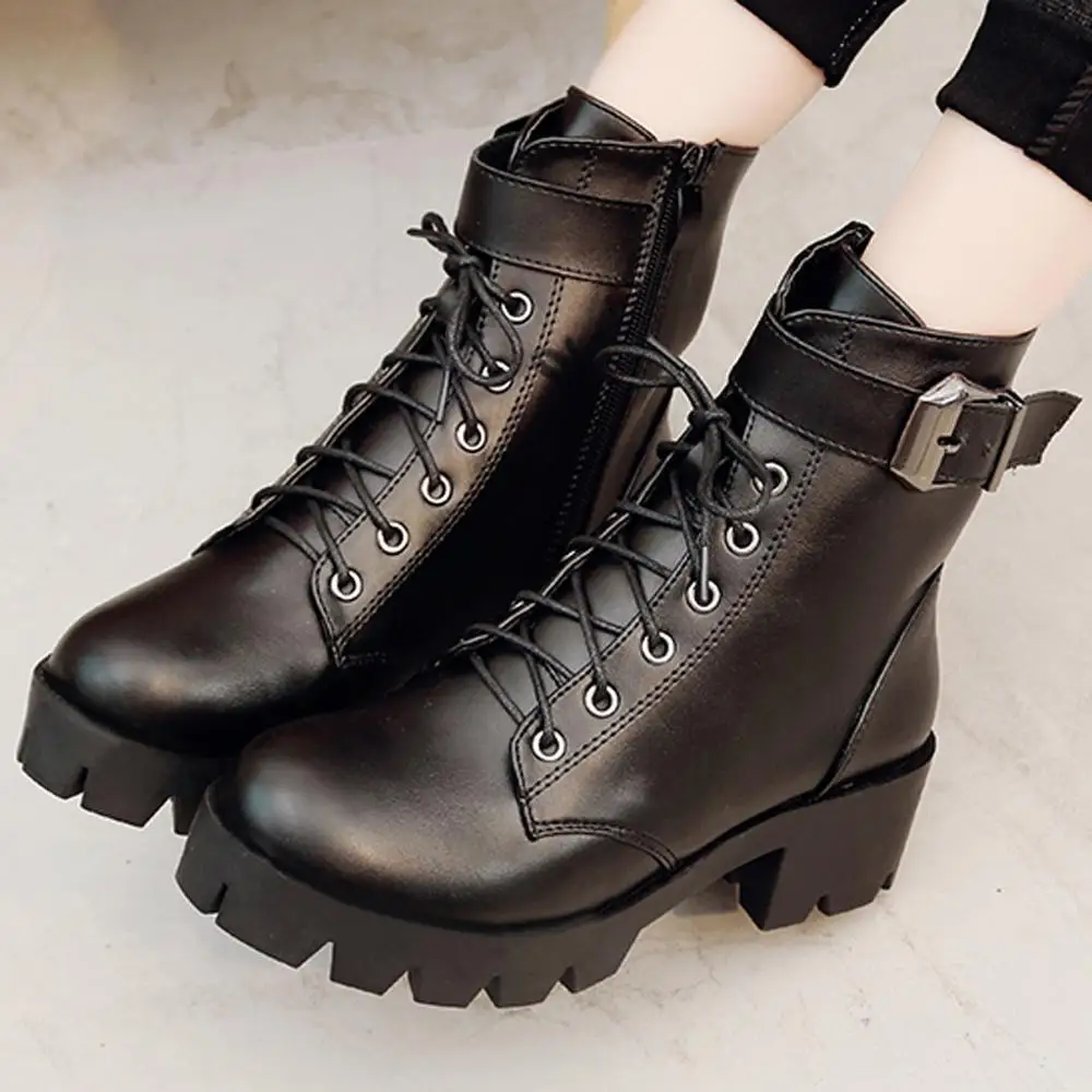 low heel leather ankle boots for women