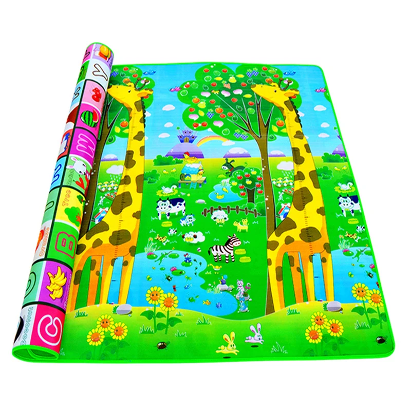 Baby Crawling Play Mat 2*1.8 Meter Climb Pad Double-Side Fruit Letters And Happy Farm Baby Toys Playmat Kids Carpet Baby Game-animated-img
