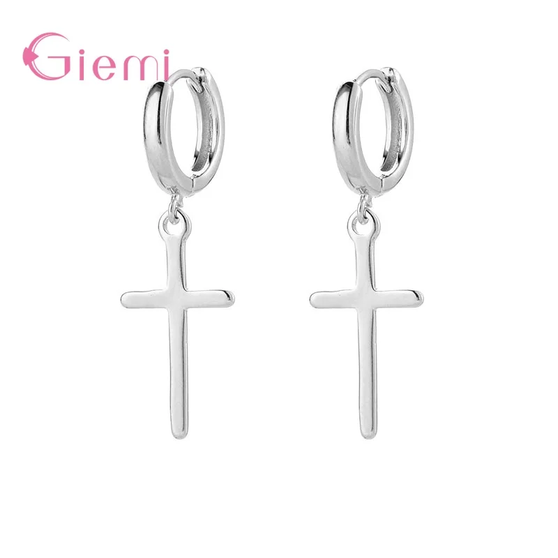 Fashion Trendy 925 Sterling Silver Earrings Cross Drop Earrings For Women Men Gift Earings Pendant Fine Jewelry Wholesale-animated-img