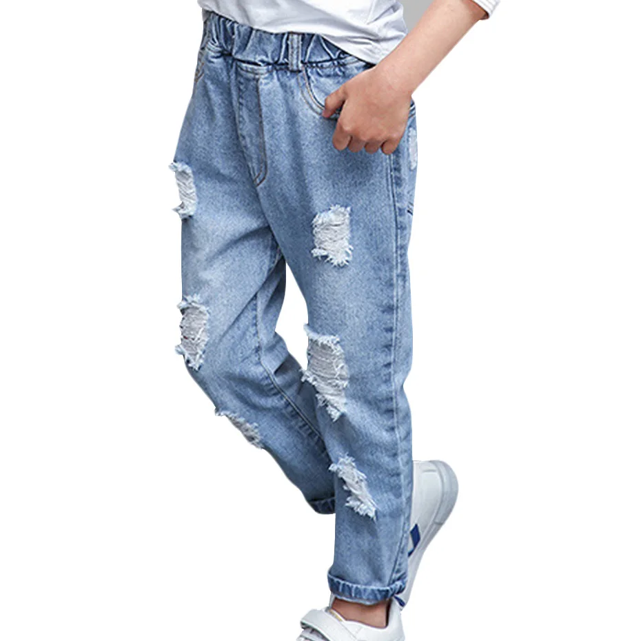 Girls Jeans 2024 Autumn Loose Straight Wide-leg Pants Children