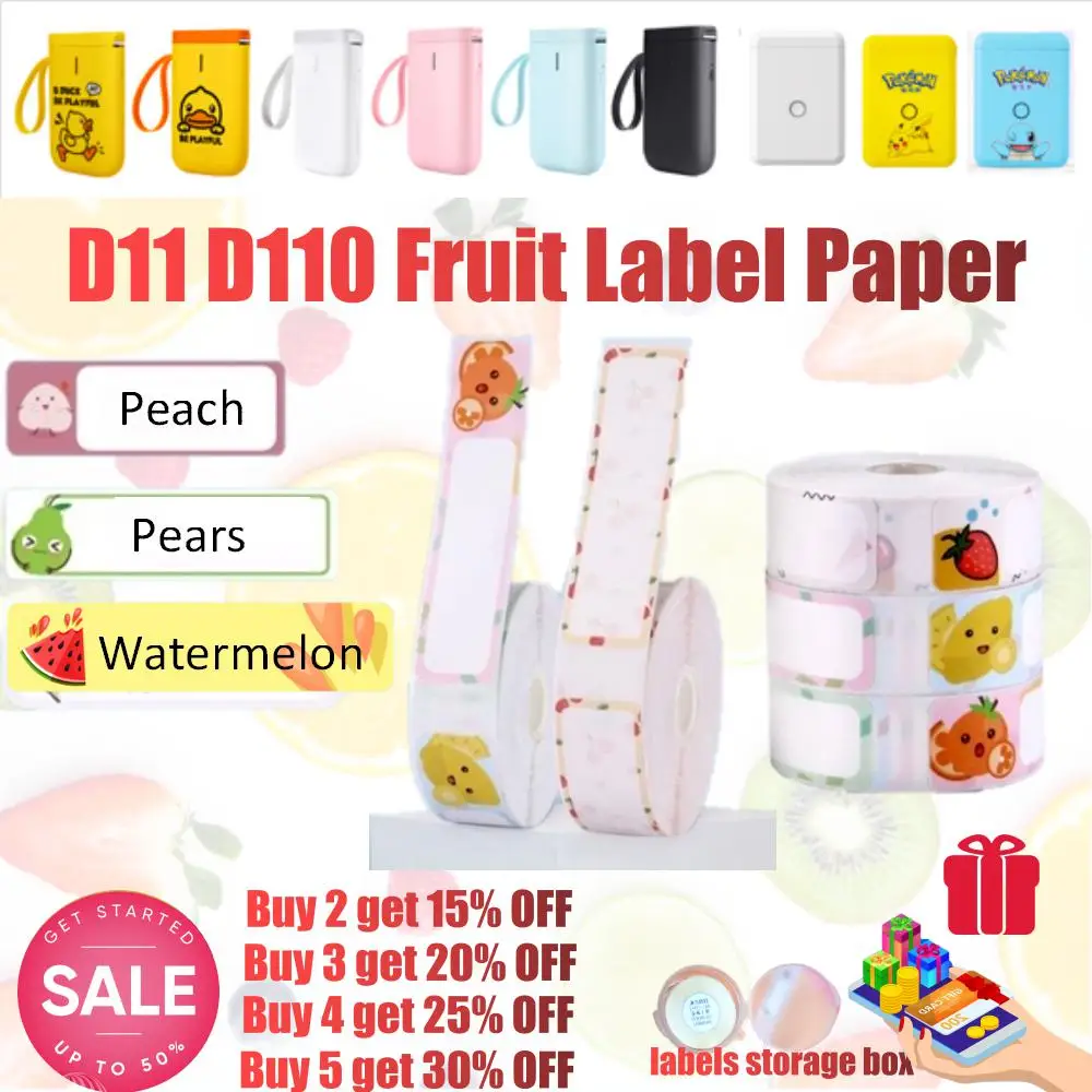 Fruit Pattern Label Sticker NIIMBOT D11 D110 Mini Label Printer Paper Printing Scratch-Resistant Anti-Oil Waterproof Sticker