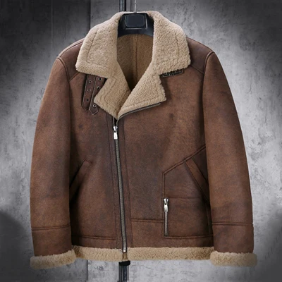 New Mens B3 Shearling Jacket Brown 