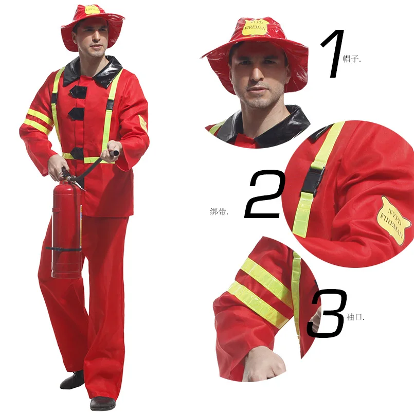 Fancy Adult Fireman Costume Halloween 