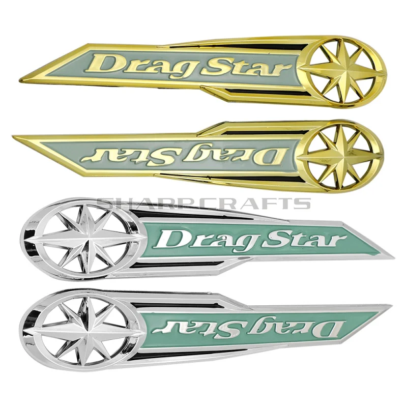 Motorcycle Chrome 3D Gas Fuel Tank Badge Emblem Decals Stickers For Yamaha Dragstar V-star XVS XV 400 650 DS400 DS650 Custom-animated-img
