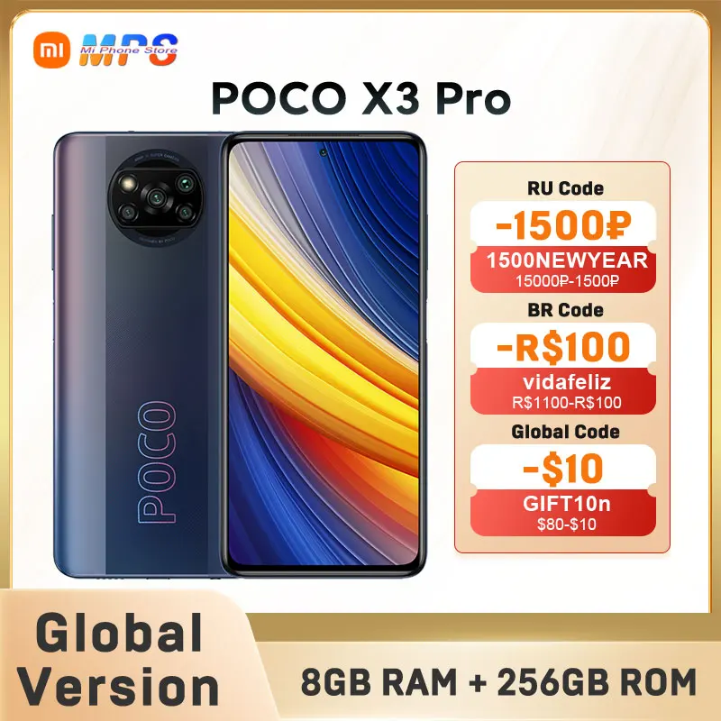Купить Сотовые телефоны Global Version Poco X3 Pro Nfc 6gb 128gb8gb 256gb Smartphone 1284
