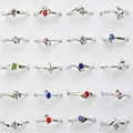 Wholesale Women Jewelry 30Pcs Jewellery Bulk Mixed Silver Color Party shining Crystal Rings кольца
