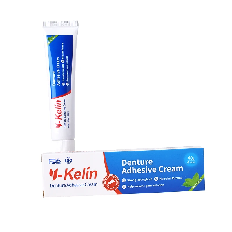 denture cream on teeth