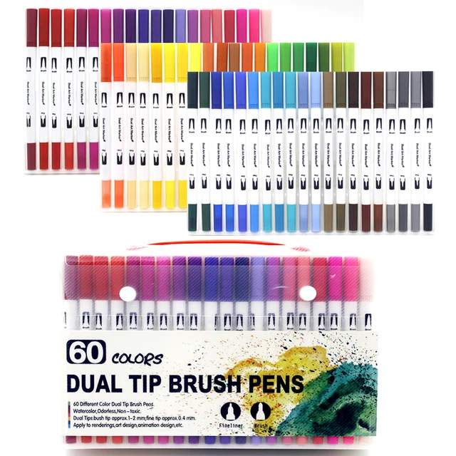 Dual Brush Pens Markers 100 Colors Art Marker Brush & Fine Tip Art Coloring  Markers for Kids Adult Coloring Book Art Supplies
