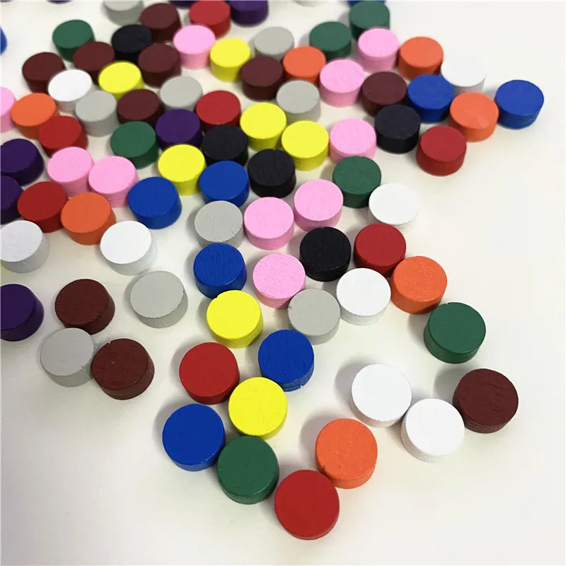 100pieces Diameter 15*5mm Wooden Pawn Game Pieces Colorful Chess