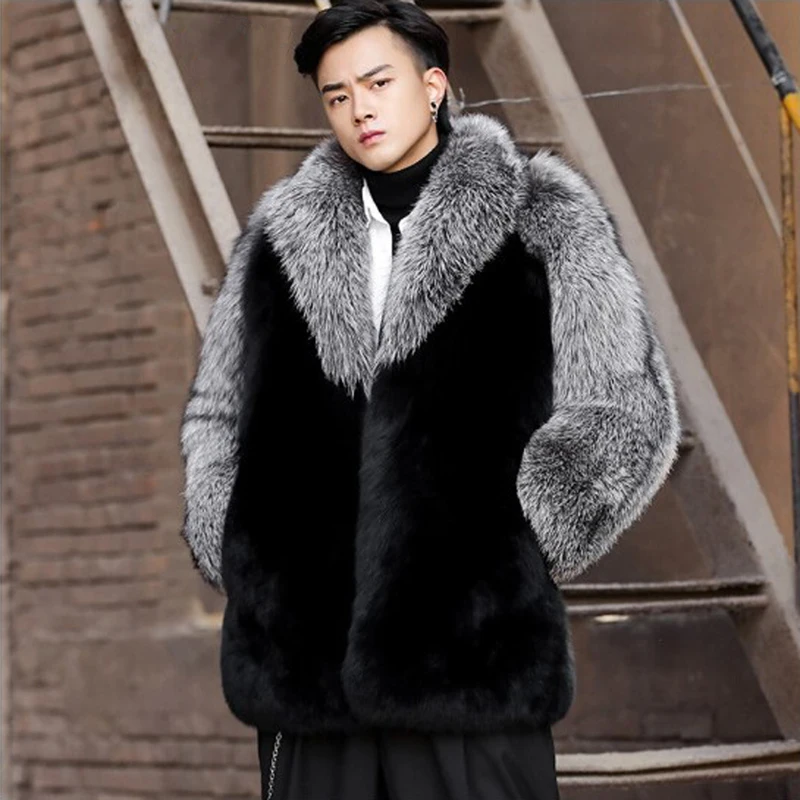 American plus-size fur men jacket