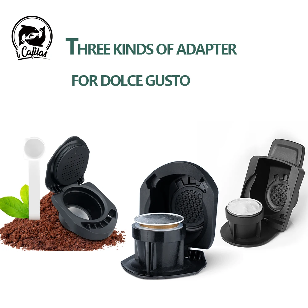 icafilas 3 Adapter For Dolce Gusto Maker With Original Nespresso Capsule Pods Transform Holder Piccolo & MINI ME-animated-img