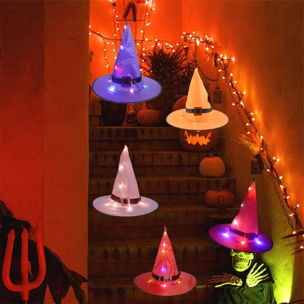 5pcs Luminous Witch Hats Led Light 